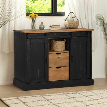 vidaXL Sideboard HALDEN 2 συρόμενες πόρτες μαύρο 112x40x80cm 1 τεμ.