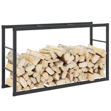 vidaXL Ράφι Καυσόξυλων Μαύρο 110x30x61 εκ. Ατσάλινο