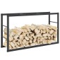 vidaXL Ράφι Καυσόξυλων Μαύρο 110x30x61 εκ. Ατσάλινο