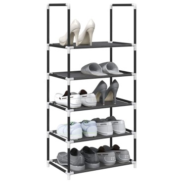 vidaXL Ράφι παπουτσιών 5 επιπέδων μαύρο 44x28x94cm μη υφασμένο ύφασμα