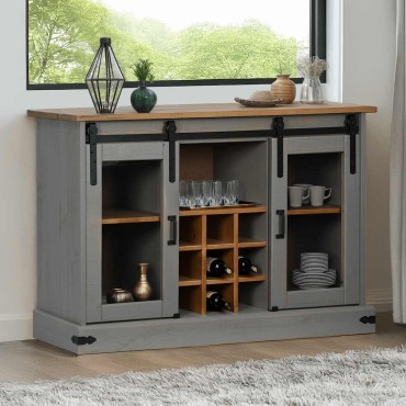 vidaXL Sideboard HALDEN 2 συρόμενες πόρτες γκρι 112x40x80cm 1 τεμ.