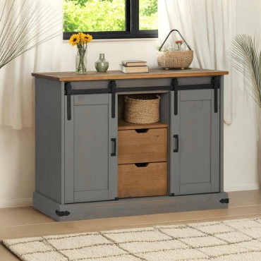 vidaXL Sideboard HALDEN 2 συρόμενες πόρτες γκρι 112x40x80cm 1 τεμ.
