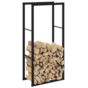 vidaXL Ράφι Καυσόξυλων Μαύρο 55x30x116 εκ. Ατσάλινο