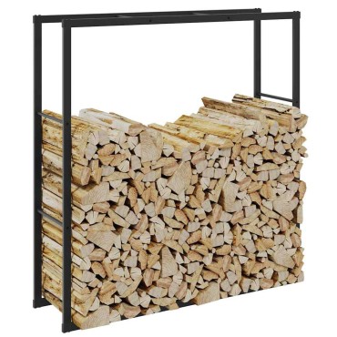 vidaXL Ράφι Καυσόξυλων Μαύρο 110x30x116 εκ. Ατσάλινο