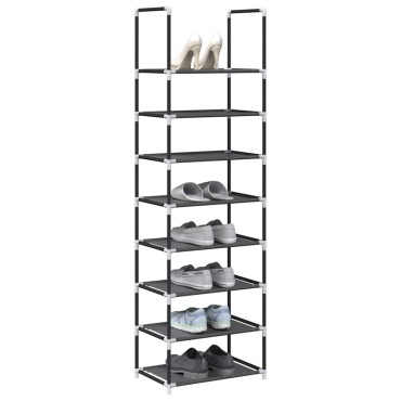 vidaXL Ράφι παπουτσιών 8-βαθμίδων μαύρο 44x28x145cm μη υφασμένο ύφασμα