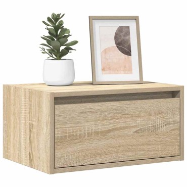 vidaXL Κομοδίνο Επιτοίχιο με Φώτα LED Sonoma Δρυς 51x35,5x25 cm