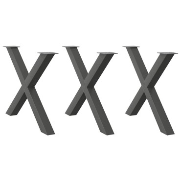 vidaXL Πόδια τραπεζαρίας σε σχήμα Χ 3 τεμ. Ανθρακί 90x(72-73)cm Ατσάλι