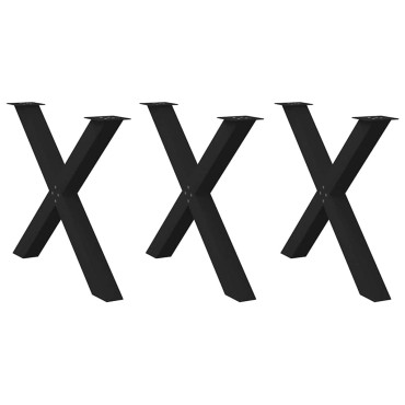 vidaXL Πόδια Τραπεζαρίας σε Σχήμα Χ 3 τεμ. Μαύρο 90x(72-73)cm Ατσάλι