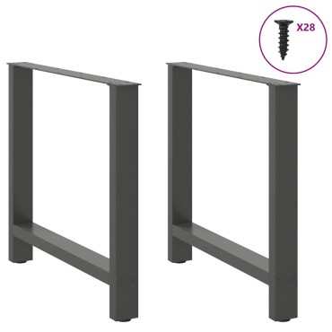 vidaXL Πόδια τραπεζαρίας Ανθρακί 2 τεμ. 70x(72-73)cm Ατσάλι