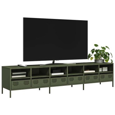 vidaXL Έπιπλο Τηλεόρασης Λαδί 202x39x43,5cm Ατσάλι Ψυχρής Έλασης
