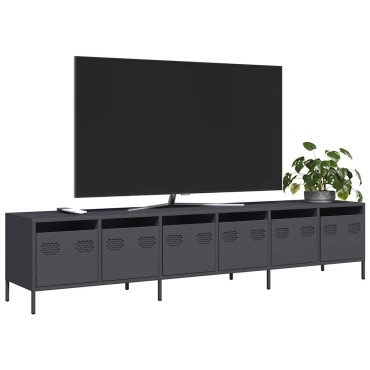 vidaXL Έπιπλο Τηλεόρασης Ανθρακί 202x39x43,5cm Ατσάλι Ψυχρής Έλασης