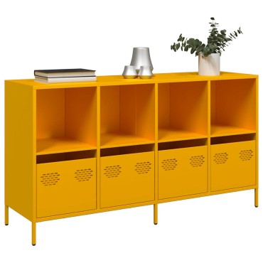 vidaXL Sideboard Μουστάρδα κίτρινη 135x39x73,5cm Ψυχρής έλασης χάλυβα 1 τεμ.