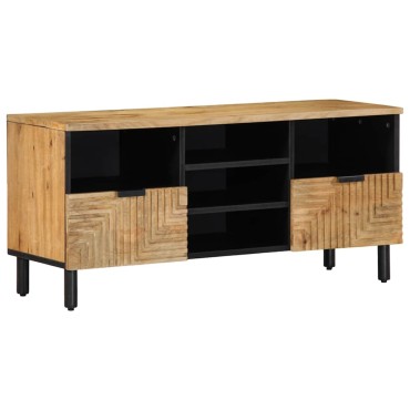 vidaXL Ντουλάπι τηλεόρασης καφέ 100x33x46cm μασίφ ξύλο Mango 1 τεμ.