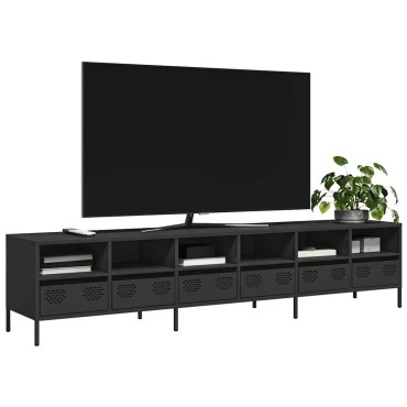 vidaXL Έπιπλο Τηλεόρασης Μαύρο 202x39x43,5cm Χάλυβας Ψυχρής Έλασης