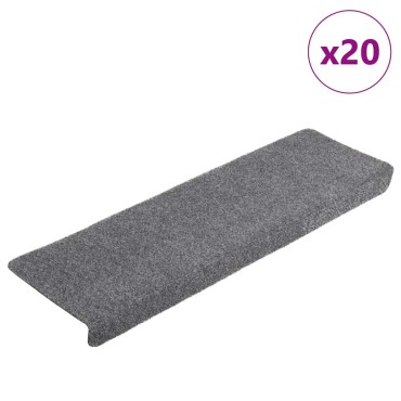 vidaXL Πατάκια Σκάλας Αυτοκόλλητα 20 τεμ. Ανοιχτό γκρι 65x21x4 εκ.