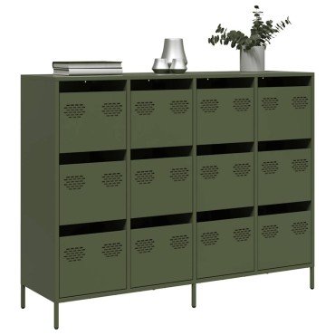 vidaXL Sideboard Olive Green 135x39x103,5cm Ατσάλι ψυχρής έλασης 1 τεμ.