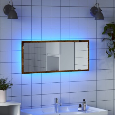 vidaXL Καθρέφτης μπάνιου LED Παλιό ξύλο Κατασκευασμένο ξύλο 100x8,5x37cm