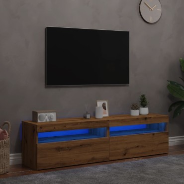 vidaXL σετ ντουλαπιών τηλεόρασης 2 τεμ. με φώτα LED Artisan Oak 75x35x40 cm