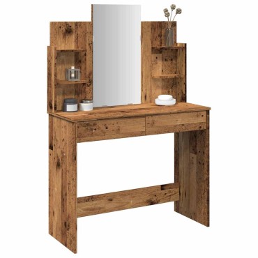 vidaXL Κομοδίνο με καθρέφτη Παλιό ξύλο 96x39x142cm