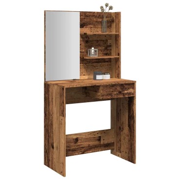 vidaXL Κομοδίνο με καθρέφτη Παλιό ξύλο 74,5x40x141cm
