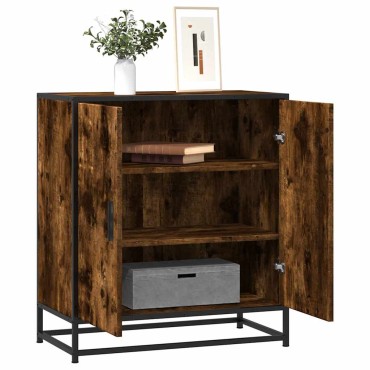 vidaXL Sideboard Καπνιστή βελανιδιά Κατασκευασμένο ξύλο και μέταλλο 68x35x76 cm 1 τεμ.