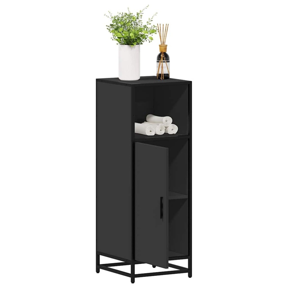 vidaXL Ντουλάπι μπάνιου Μαύρο 35x37,5x100cm Ξύλινη κατασκευή