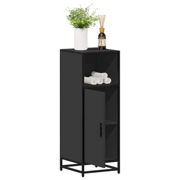 vidaXL Ντουλάπι μπάνιου Μαύρο 35x37,5x100cm Ξύλινη κατασκευή