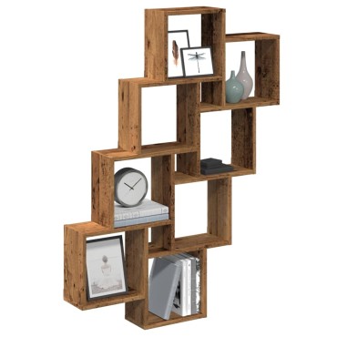 vidaXL Ράφι κύβος τοίχου Παλιό ξύλο 90x15x119,5cm Κατασκευασμένο ξύλο 1 τεμ.