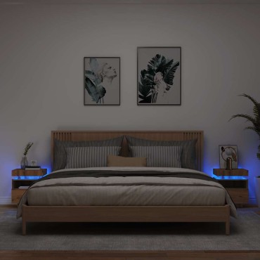 vidaXL Κομοδίνα με φώτα LED 2 τεμ. Artisan Oak 40x39x48,5cm