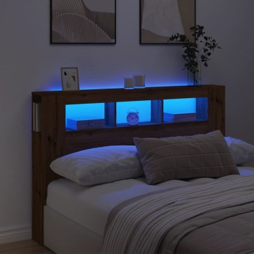 vidaXL LED κεφαλάρι Artisan Oak 160x18,5x103,5cm Κατασκευασμένο ξύλο