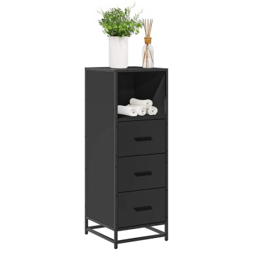 vidaXL Ντουλάπι μπάνιου Μαύρο 35x37,5x100cm Ξύλινη κατασκευή