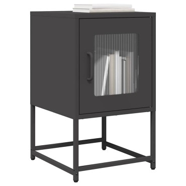 vidaXL Κομοδίνο Μαύρο 36x39x60,5cm από χάλυβα ψυχρής έλασης 1 τεμ.