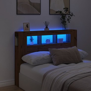 vidaXL LED κεφαλάρι Artisan Oak 140x18,5x103,5cm Κατασκευασμένο ξύλο