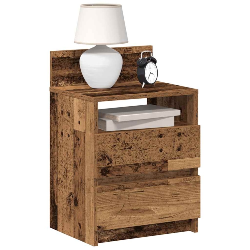 vidaXL Κομοδίνα 2 τεμ. με 2 συρτάρια Παλιό ξύλο 40x33x60cm