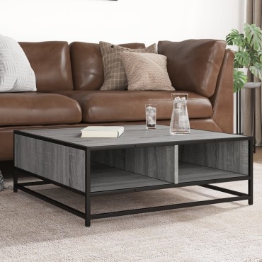 vidaXL Τραπεζάκι σαλονιού Grey Sonoma Κατασκευασμένο ξύλο και μέταλλο 80x80x30cm 1 τεμ.