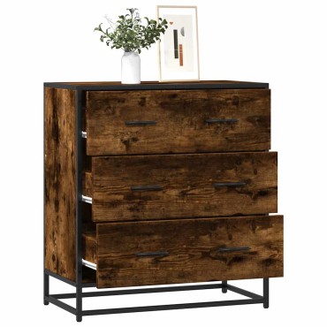 vidaXL Sideboard Καπνιστή βελανιδιά Κατασκευασμένο ξύλο και μέταλλο 68x35x76 cm 1 τεμ.