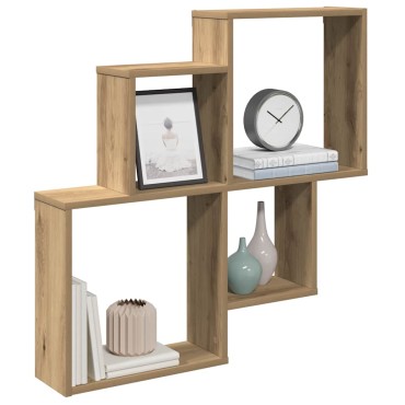 vidaXL Ράφι τοίχου Artisan Oak 80x15x78,5cm Κατασκευασμένο ξύλο 1 τεμ.