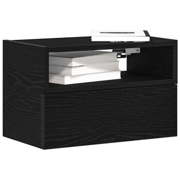 vidaXL Επιτοίχια κομοδίνα 2 τεμ. Μαύρο 45x26x28,5cm