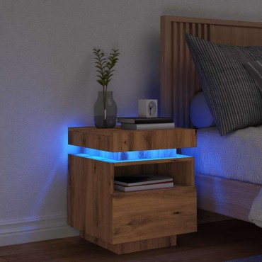 vidaXL Κομοδίνο με φώτα LED Artisan Oak 40x39x48,5cm 1 τεμ.