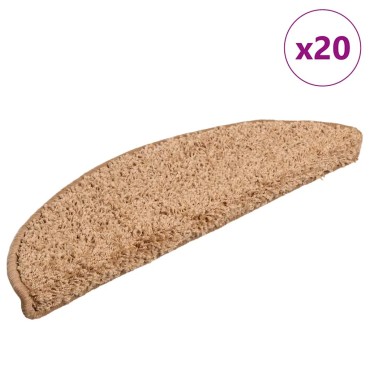 vidaXL Πατάκια για σκάλες 20 τεμάχια Μπεζ 56x17x3 εκ.