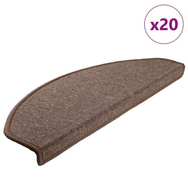 vidaXL Πατάκια για σκάλες 20 τεμάχια Καφέ 65x24x4 εκ.