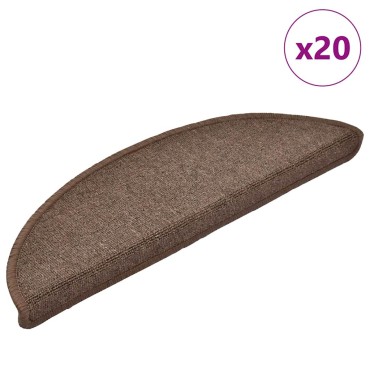 vidaXL Πατάκια για σκάλες 20 τεμάχια Καφέ 56x17x3 εκ.