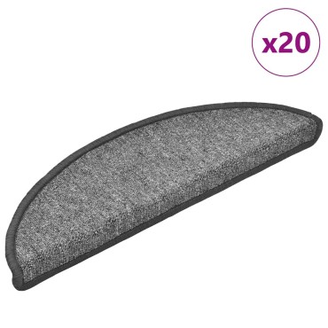 vidaXL Πατάκια για σκάλες 20 τεμάχια Σκούρο Γκρι 56x17x3 εκ.
