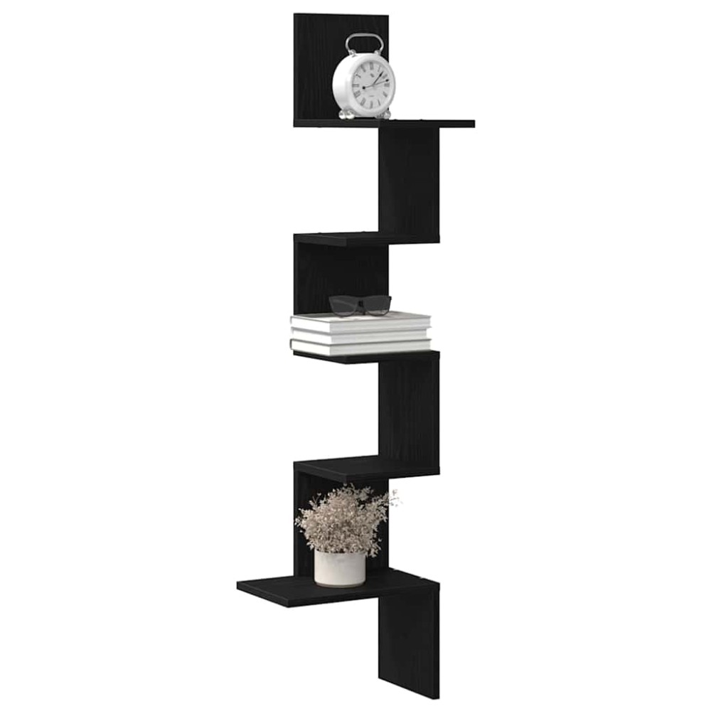 Γωνιακό ράφι τοίχου vidaXL Μαύρο 32x32x127,5cm Κατασκευασμένο ξύλο