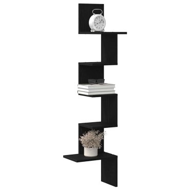 Γωνιακό ράφι τοίχου vidaXL Μαύρο 32x32x127,5cm Κατασκευασμένο ξύλο