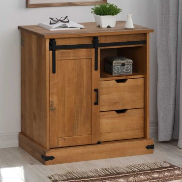 vidaXL Sideboard HALDEN με συρόμενη πόρτα 80x40x80cm μασίφ ξύλο 1 τεμ.