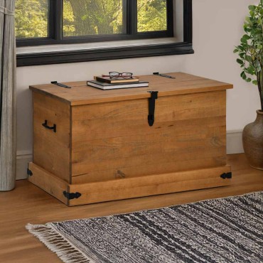 vidaXL Σεντούκι αποθήκευσης HALDEN 91x48x47cm Ξύλο μασίφ πεύκο