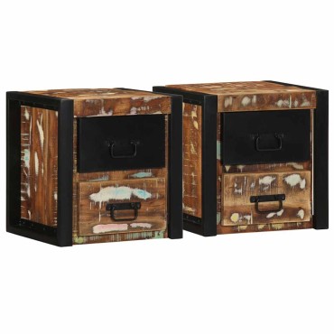 vidaXL Κομοδίνα 2 τεμ. Πολύχρωμο 40x35x40cm Ξύλο μασίφ αναγεννημένο