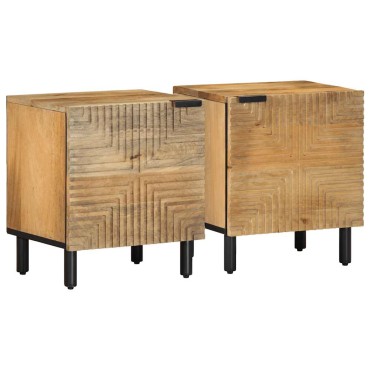 vidaXL Κομοδίνα 2 τεμ. καφέ 40x33x46cm από μασίφ ξύλο Mango