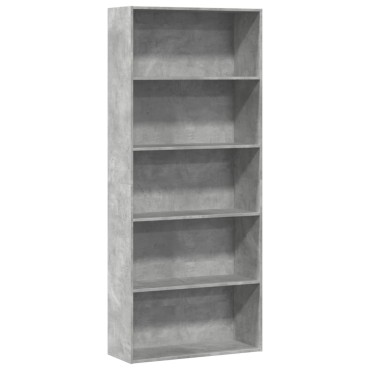 ντουλάπι βιβλίων vidaXL Γκρι μπετόν 80x30x189cm Κατασκευασμένο ξύλο